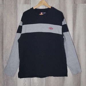 Chaps Ralph‎ Lauren Mens Large Black Grey Rugby Long Sleeve Shirt Casual